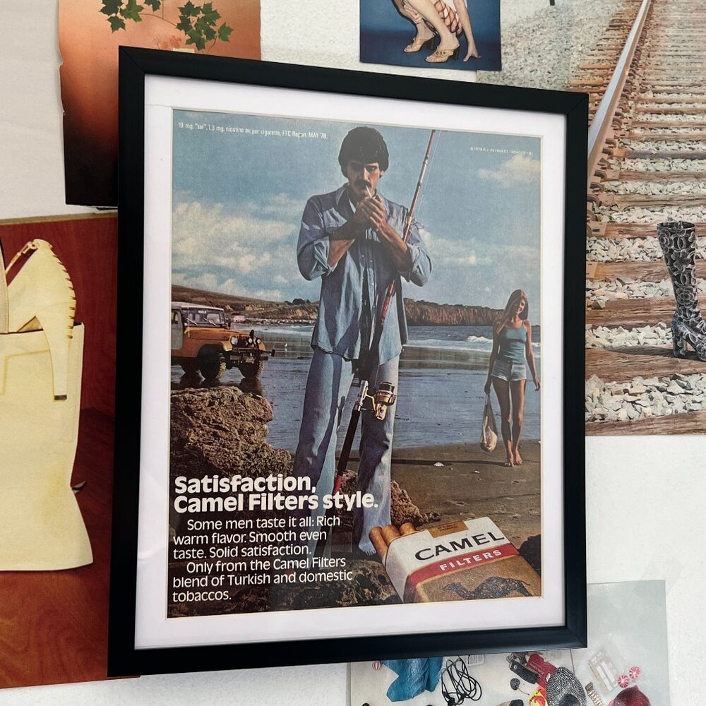 Vintage Camel Filters Cigarette Ad Framed Art Advertisement Tobacco Memorabilia